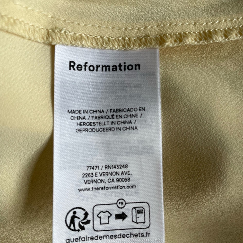 NEW Reformation Anaiis Long Backless Silk Dress Honeyglow Yellow Floral | US 0 - Picture 11 of 15